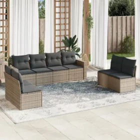    8 részes szürke polyrattan kerti ülőgarnitúra párnákkal