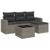  5 részes szürke polyrattan kerti ülőgarnitúra párnákkal