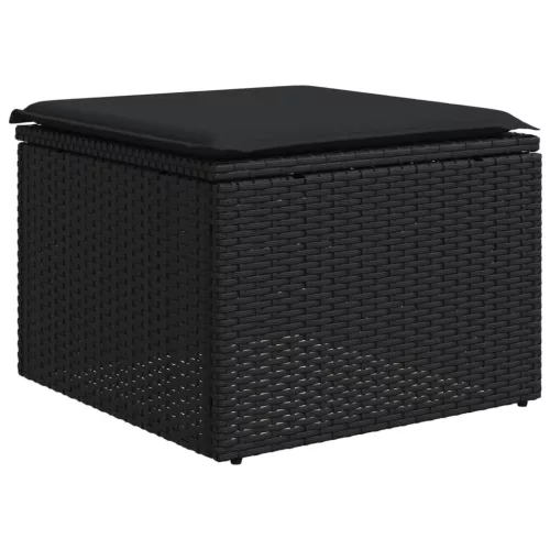  6 részes fekete polyrattan kerti ülőgarnitúra párnákkal