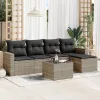  6 részes világosszürke polyrattan kerti ülőgarnitúra párnákkal