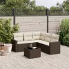  6 részes barna polyrattan kerti ülőgarnitúra párnával