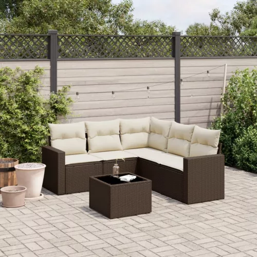  6 részes barna polyrattan kerti ülőgarnitúra párnával