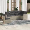  6 részes világosszürke polyrattan kerti ülőgarnitúra párnákkal