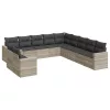  11 részes világosszürke polyrattan kerti ülőgarnitúra párnákkal