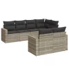  7 részes világosszürke polyrattan kerti ülőgarnitúra párnákkal