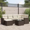  7 részes barna polyrattan kerti ülőgarnitúra párnákkal