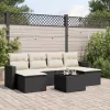  7 részes fekete polyrattan kerti ülőgarnitúra párnával