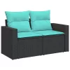 10 részes fekete polyrattan kerti ülőgarnitúra párnával