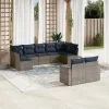  9 részes szürke polyrattan kerti ülőgarnitúra párnával