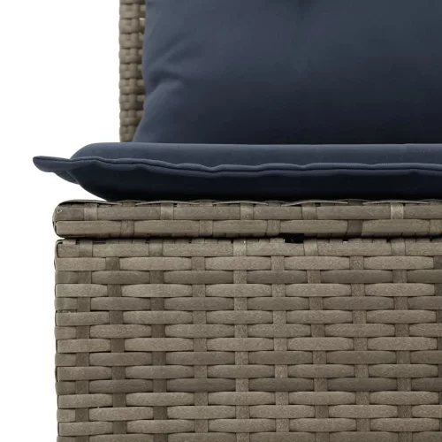  9 részes szürke polyrattan kerti ülőgarnitúra párnával