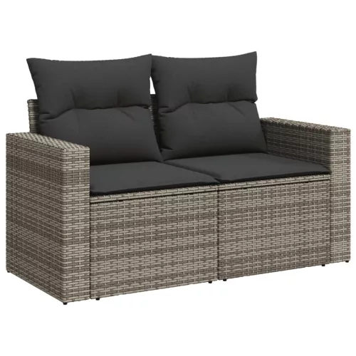  10 részes szürke polyrattan kerti ülőgarnitúra párnákkal