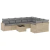  10 részes bézs polyrattan kerti ülőgarnitúra párnával