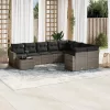 10 részes szürke polyrattan kerti ülőgarnitúra párnákkal