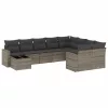  10 részes szürke polyrattan kerti ülőgarnitúra párnákkal