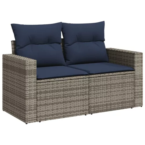  11 részes szürke polyrattan kerti ülőgarnitúra párnákkal