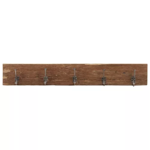  tömör újrahasznosított fa fogas 5 akasztóval 100 x 2,5 x 15 cm