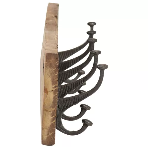  tömör újrahasznosított fa fogas 5 akasztóval 100 x 2,5 x 15 cm