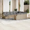  11 részes bézs polyrattan kerti ülőgarnitúra párnákkal