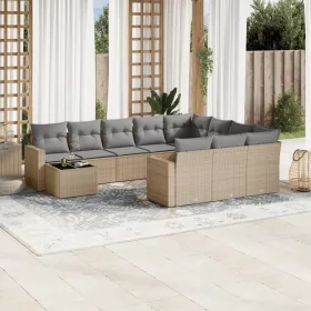   11 részes bézs polyrattan kerti ülőgarnitúra párnákkal