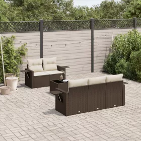  6 részes barna polyrattan kerti ülőgarnitúra párnával