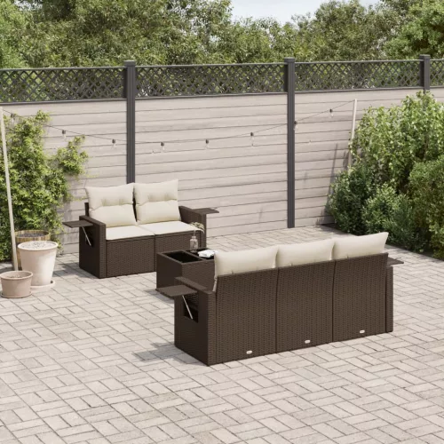  6 részes barna polyrattan kerti ülőgarnitúra párnával