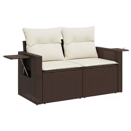  8 részes barna polyrattan kerti ülőgarnitúra párnákkal