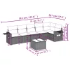  7 részes fekete polyrattan kerti ülőgarnitúra párnával