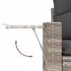  7 részes világosszürke polyrattan kerti ülőgarnitúra párnákkal