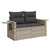  7 részes világosszürke polyrattan kerti ülőgarnitúra párnákkal