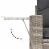  7 részes világosszürke polyrattan kerti ülőgarnitúra párnákkal
