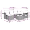 7 részes világosszürke polyrattan kerti ülőgarnitúra párnákkal