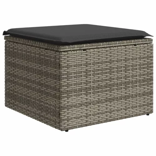  6 részes szürke polyrattan kerti ülőgarnitúra párnákkal