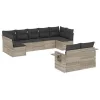  9 részes világosszürke polyrattan kerti ülőgarnitúra párnával