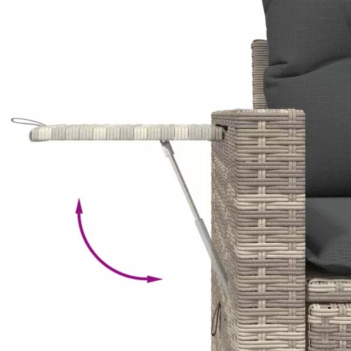  9 részes világosszürke polyrattan kerti ülőgarnitúra párnával