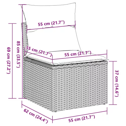  9 részes barna polyrattan kerti ülőgarnitúra párnákkal