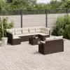  10 részes barna polyrattan kerti ülőgarnitúra párnákkal