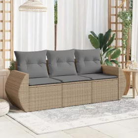    3 részes bézs polyrattan kerti ülőgarnitúra párnákkal