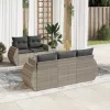  6 részes világosszürke polyrattan kerti ülőgarnitúra párnákkal
