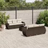  7 részes barna polyrattan kerti ülőgarnitúra párnákkal