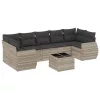  8 részes világosszürke polyrattan kerti ülőgarnitúra párnával