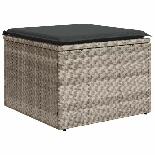  5 részes világosszürke polyrattan kerti ülőgarnitúra párnákkal