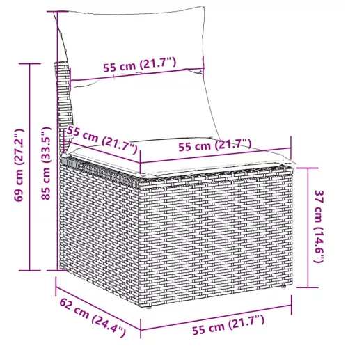  5 részes világosszürke polyrattan kerti ülőgarnitúra párnákkal