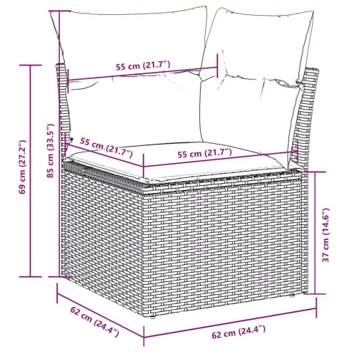  5 részes világosszürke polyrattan kerti ülőgarnitúra párnákkal
