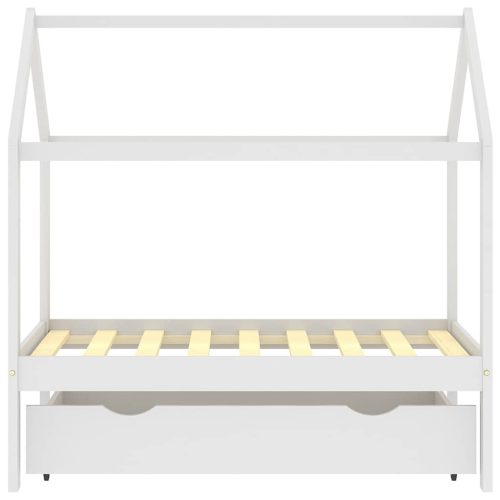  fehér tömör fenyőfa gyerekágykeret fiókkal 70 x 140 cm