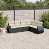  6 részes fekete polyrattan kerti ülőgarnitúra párnákkal