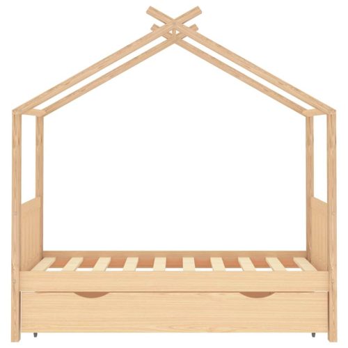  fiókos tömör fenyőfa gyerekágykeret 80x160 cm