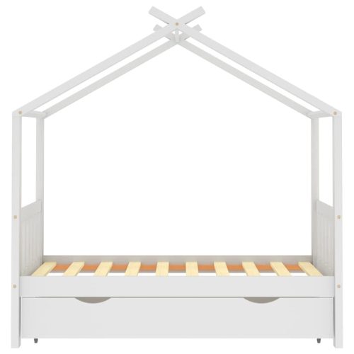  fehér tömör fenyőfa gyerekágykeret fiókkal 80x160 cm