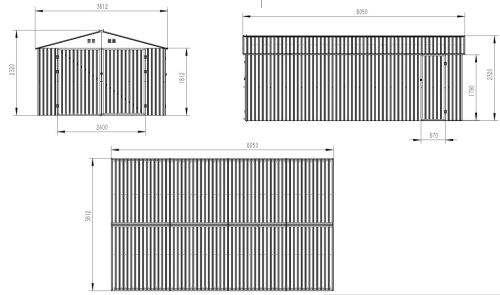 ARCHER DELUXE ULTIMATIVE Stahlgarage / Gartenhaus 1800 - 602 X 300 X 232CM 18m2