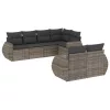  7 részes szürke polyrattan kerti ülőgarnitúra párnákkal