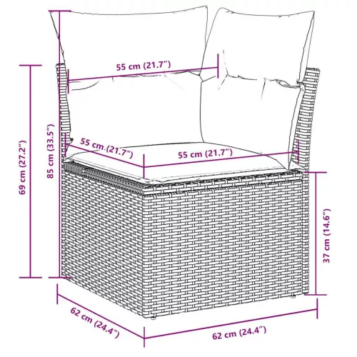  7 részes világosszürke polyrattan kerti ülőgarnitúra párnákkal